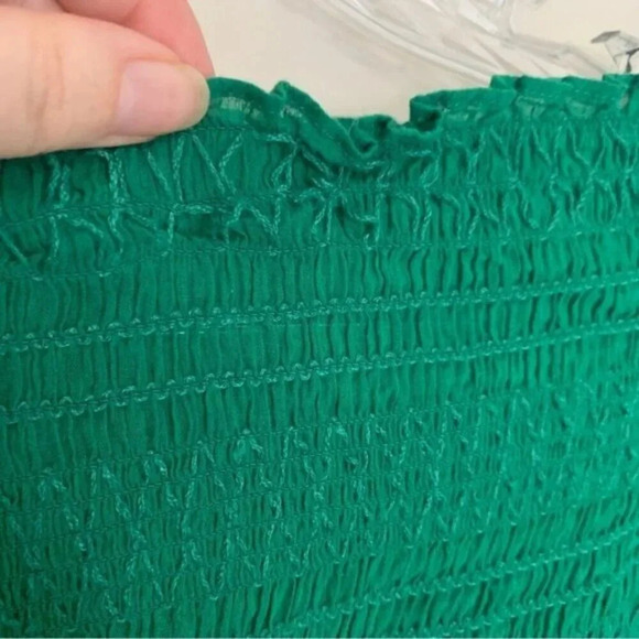 Maje LAFYR Top Blouse Green Long Sleeve Smocked  Off Shoulder M - Picture 14 of 16
